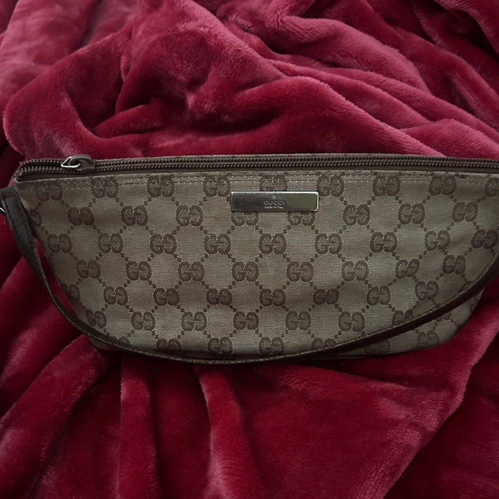 Gucci Beige and Brown monogram boat pochette